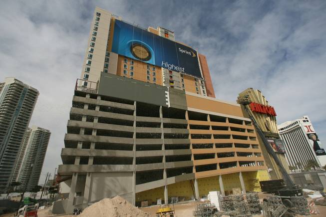 Construction continues at the SpringHill Suites Las Vegas Convention Center. The 24-floor building is set to open Aug. 1, 2009.