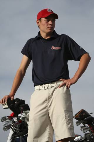 Coronado's rising star freshman A.J. McInerney prepares to tee off Tuesday during a match against Centennial at Anthem Country Club.