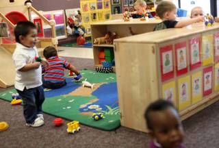 The 1- and 2-year-olds play at the Child Development Center at Nellis Air Force Base. 