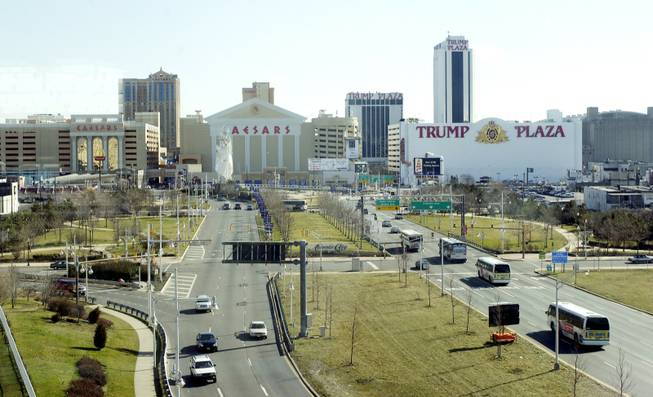 Casino towers dot the skyline of Atlantic City, N.J.
