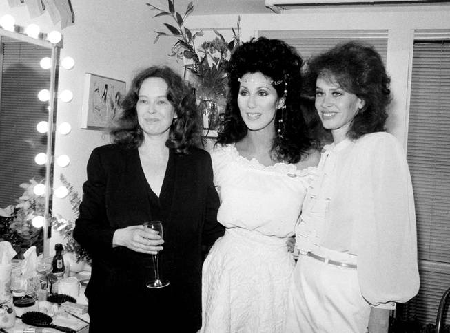 The cast of the Broadway show "Come Back to the Five and Dime, Jimmy Dean, Jimmy Dean" celebrate the debut of the play backstage at New York's Martin Beck Theatre, Thursday night, Feb. 19, 1982. From left are, Sandy Dennis, Cher, making her Broadway debut, and Karen Black. 