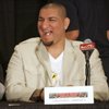 Chris Arreola laughs during a news conference in advance of his Saturday fight against Jameel McCline Thursday, April 9, 2009 at Mandalay Bay.