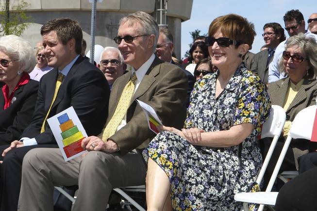 Sen. Harry Reid attends a dedication ceremony with his son, Key, and wife, Landra, April 9, 2009, at the John C. Kish Boys & Girls Club in Henderson.