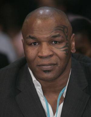 Former heavyweight boxer Mike Tyson attends the Winky Wright-Paul Williams fight at the Mandalay Bay Events Center.