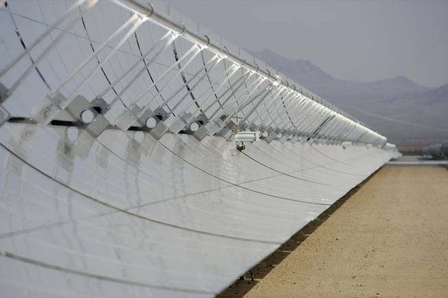 This solar field is part of the Nevada Solar One 64-megawatt solar thermal power plant in Boulder City's Eldorado Valley Energy Zone.