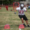 UNLV junior tackle Evan Marchal runs through footwork drills during spring practices. Marchal is one of four returning starters to an offensive line that allowed only 14 sacks in 12 games last season.