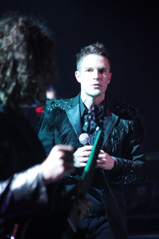 A clad-in-black Brandon Flowers.
