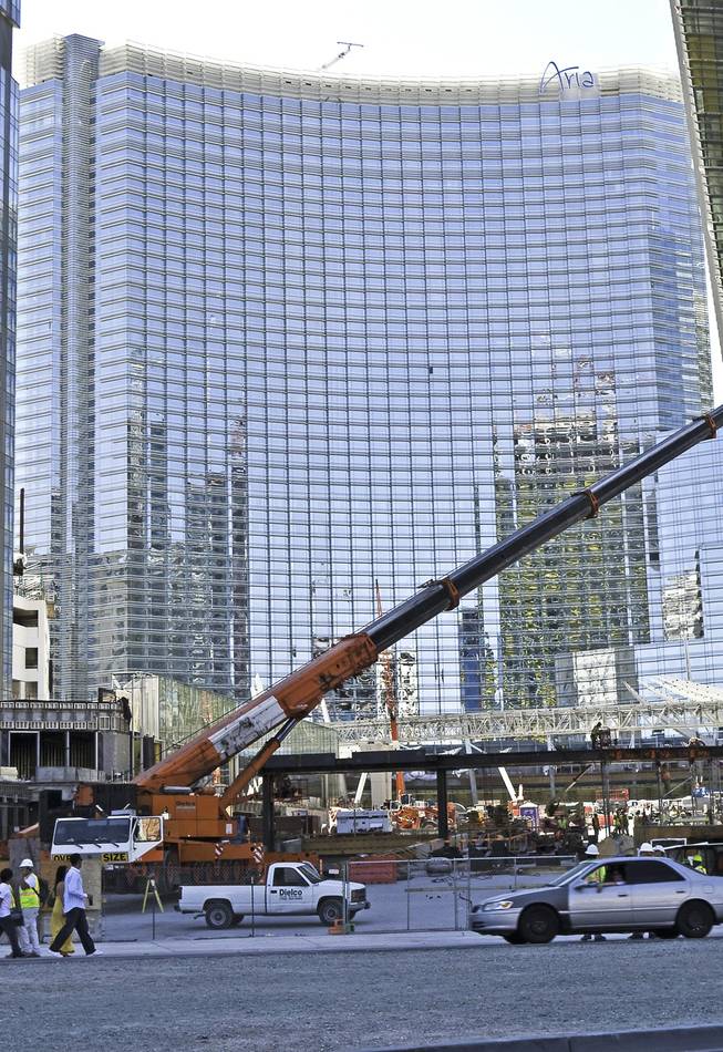 A view of Aria, the 4,004-room centerpiece resort at MGM Mirage's CityCenter, which is scheduled to open this year. The increase in Las Vegas' room inventory is expected to put more pressure on falling room rates as supply climbs while demand languishes.