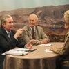 Boulder City Council candidates Cam Walker and Bill Smith, center, participate in a debate moderated by Cokie Booth to discuss issues important to residents during a televised taping Wednesday for Boulder City Television.