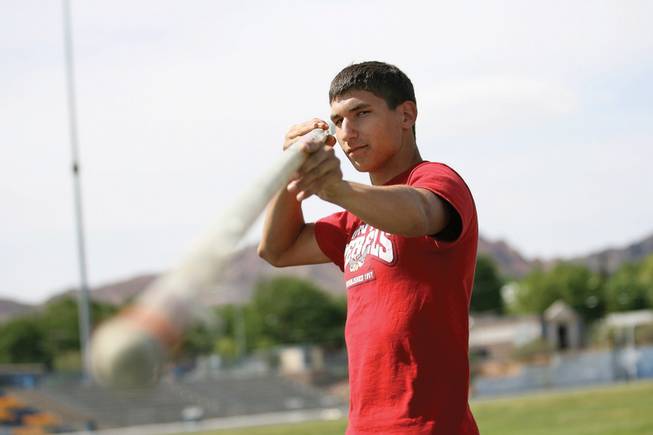 Boulder City High track athlete Alex Dillon, who specializes in the pole vault, also played football and basketball for the Eagles.