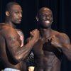 IBO/IBF light heavyweight champion Chad Dawson, left, poses next to former champion Antonio Tarver during a weigh-in at the Hard Rock Friday, May 8, 2009. Dawson will attempt to retain the title he took from Tarver in October last year.