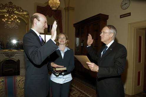 Sen. Harry Reid swears in Gregory B. Jaczko as a commissioner of the Nuclear Regulatory Commission. 