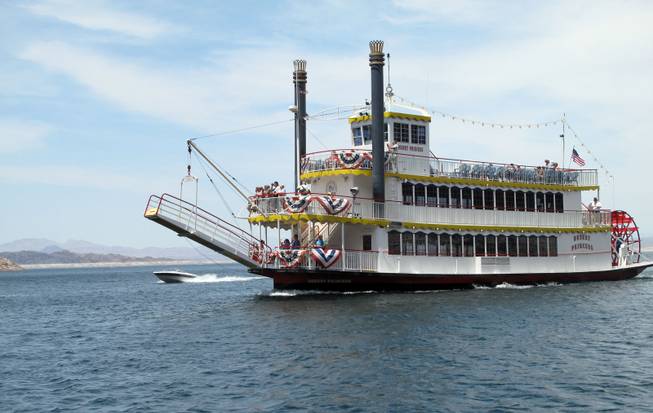 The Desert Princess, a Mississippi River-style paddle boat travels Lake Mead on Friday.
