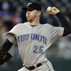 Toronto Blue Jays starting pitcher David Purcey throws in the first inning of a baseball game against the Kansas City Royals on Monday, April 27, 2009, in Kansas City, Mo. Purcey is now one of the Las Vegas 51s top starters.