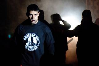 Alex Ruiz walks towards the ring for his 155-pound title fight against Christian Palencia at the Tuff-N-Uff show on April 24, 2009 at the Orleans.