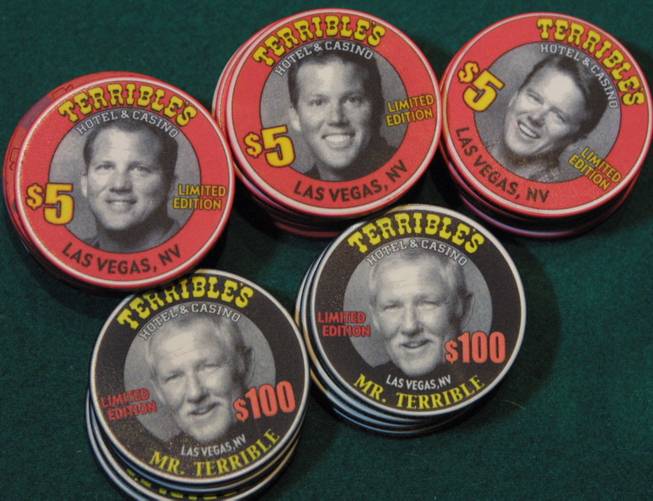 Chips adorned with the faces of Terrible's hotel-casino owners, from ...