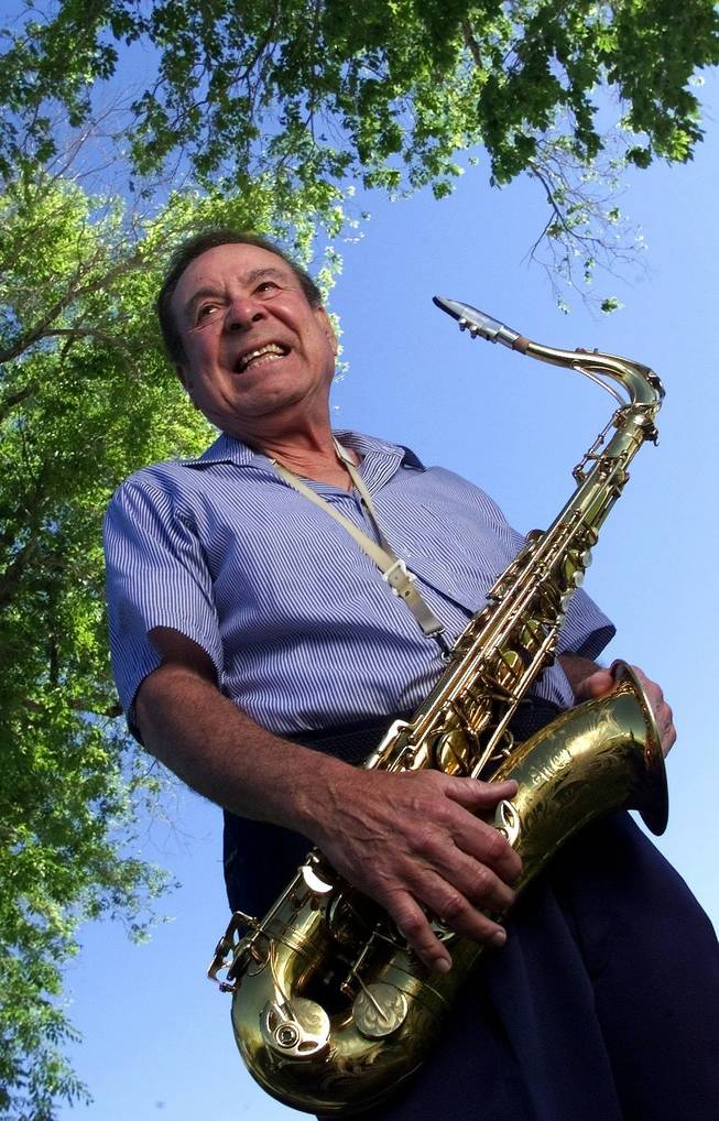 Legendary saxophonist Sam Butera poses Wednesday, April 19, 2000.