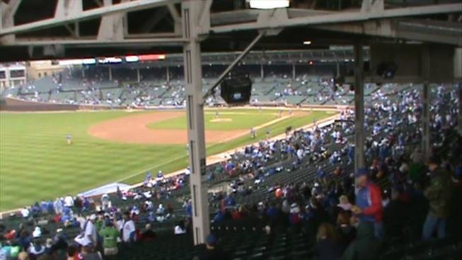 Here's an idea of what it's like to watch a Cubs game from Des Moines. This picture was taken from our seats in the left-field corner.