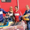 From left, NHRA junior racers DJ Henderson, Lindzi Powers, Lacey Powers and Meaghan Henderson pose for a photo at the Las Vegas Motor Speedway.