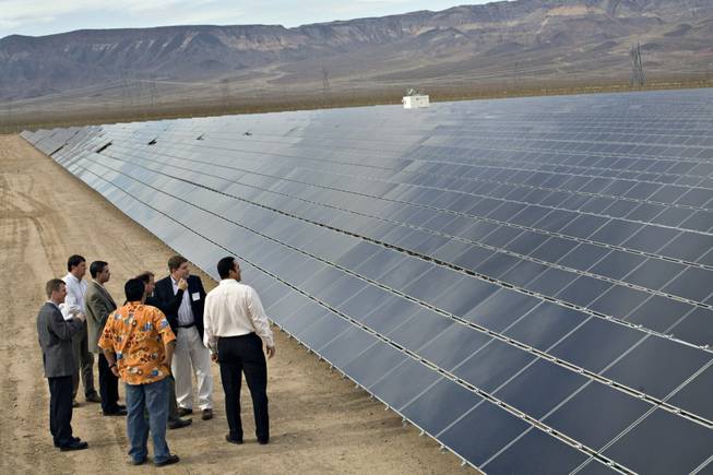 The Sempra Energy solar plant, shown here, will be joined by yet another solar company after the Boulder City Council finalized a deal to lease about 1,150 acres in the El Dorado Valley to NextLight Renewable Power. The NextLight plant, which would be the third in Boulder City, is expected to be up and running by 2011.