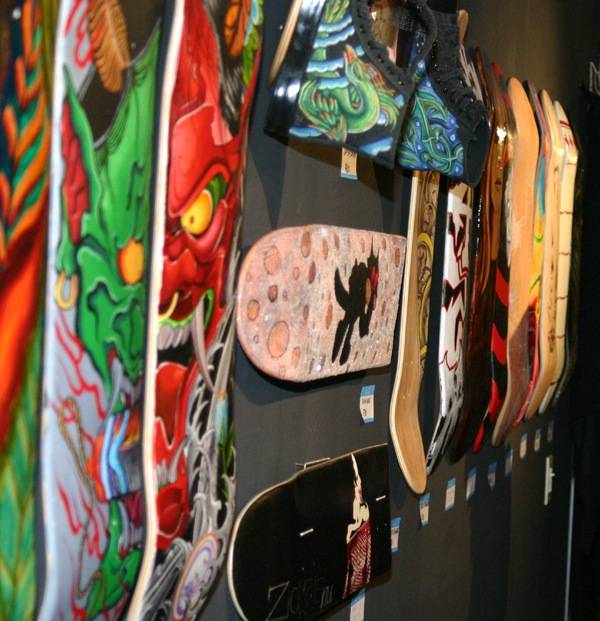 Henri & Odette gallery's new exhibit, "LVSK8 III," features skateboards on which artists have created their works.