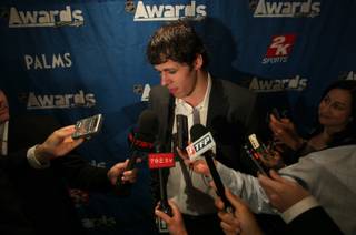 Pittsburgh Penguins forward Evgeni Malkin answers questions from the media following Thursday's NHL Awards show at the Palms. Malkin won the Art Ross Trophy, but finished second behind Alex Ovechkin for the second consecutive year in the Hart Trophy voting.