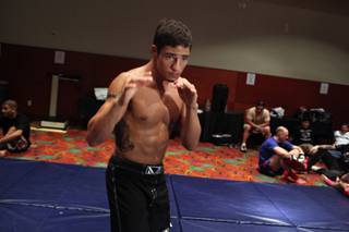 Diego Sanchez works out in a ballroom at the Palms on Thursday, June 18, 2009. 