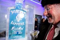 Mayor Oscar Goodman excitedly watches as a shot of Bombay Sapphire gin is prepared for him in a shot glass made of ice at the Minus 5 Experience at Mandalay Place Tuesday, June 23, 2009.