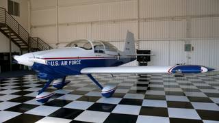 Mike Smith, a member of the Boulder City Veterans Pilot Group, shows off his RV-7/7A in a hanger at the Boulder City Airport. The group will perform a flyover at the Damboree Festival on July 4.