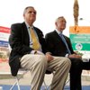 Senator Harry Reid, with Transportation Secretary Ray LaHood, holds a press conference about a propo