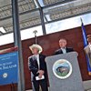 Sen. Harry Reid speaks at a June 29 press conference at UNLV about solar initiatives in the southwest United States. He is flanked by Interior Secretary Ken Salazar, left, and Madison Burnett, training director of the Electrical Joint Apprenticeship Training Committee of Southern Nevada. Sen. Harry Reid speaks at a June 29 press conference at UNLV about solar initiatives in the southwest United States. He is flanked by Interior Secretary Ken Salazar, left, and Madison Burnett, training director of the Electrical Joint Apprenticeship Training Committee of Southern Nevada.