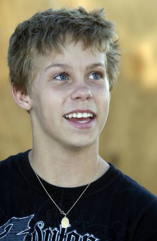 Dylan Kwasniewski, 14, is interviewed before his Legends car race at the Bullring at the Las Vegas Motor Speedway on Thursday, July 2, 2009. Kwasniewski said he started racing when he was four-years-old.