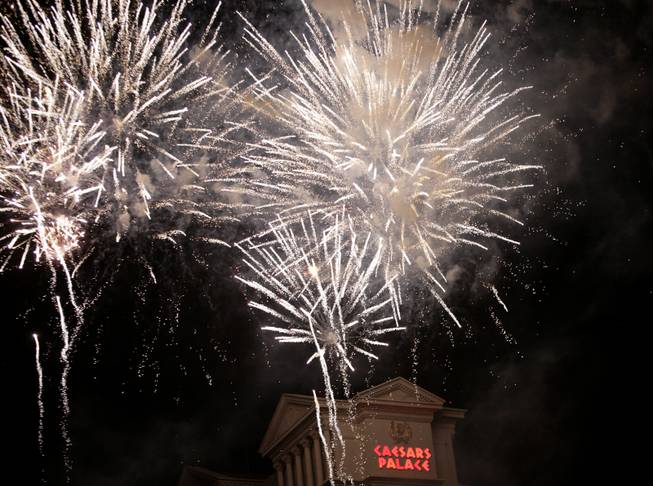 Thousands watched a Fourth of July fireworks display Saturday night at Caesars Palace on the Las Vegas Strip.