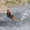 Lori Dunsmore, 51, edges deep while training Monday at Lake Mead for the 16th Water Ski Racing World Championships July 18-25 in Antwerp, Belgium. The event marks Dunsmores 23rd year competing as a member of the U.S. Elite Water Ski Racing Team.