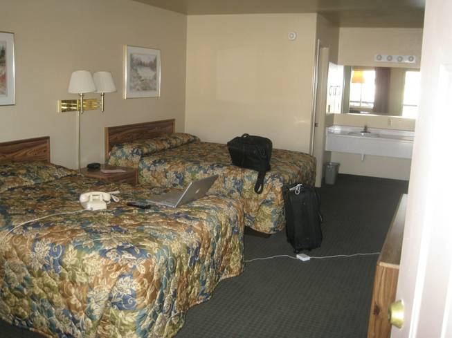 My room at Shady Motel. Two beds, as always, in case I get lucky.