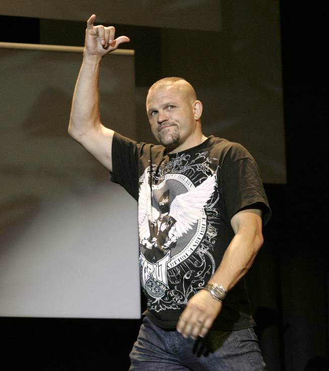 Chuck Liddell greets fans as he is introduced during a UFC Hall of Fame induction ceremony Friday, July 10, 2009 at Mandalay Bay.
