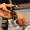 Dan Henderson and Michael Bisping battle in their fight at UFC 100 Saturday at Mandalay Bay. Henders
