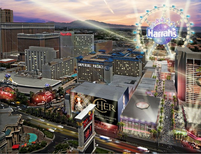 An artist's rendering, looking east from Caesars Palace, shows the planned corridor between O'Sheas and the Flamingo.