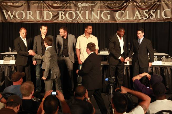 From left, Arthur Abraham, Carl Froch, Mikkel Kessler, Andre Dirrell, Jermain Taylor and Andre Ward gather at a press conference at Madison Square Garden to announce the inaugural Super Six World Boxing Classic presented by Showtime Sports. The six super middleweights will face one another in a round-robin tournament format with the finals to take place sometime in 2011.