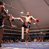 Baxter Humby, right, fends off James Martinez with a kick during their Feb. 28 fight at the Hollywoo