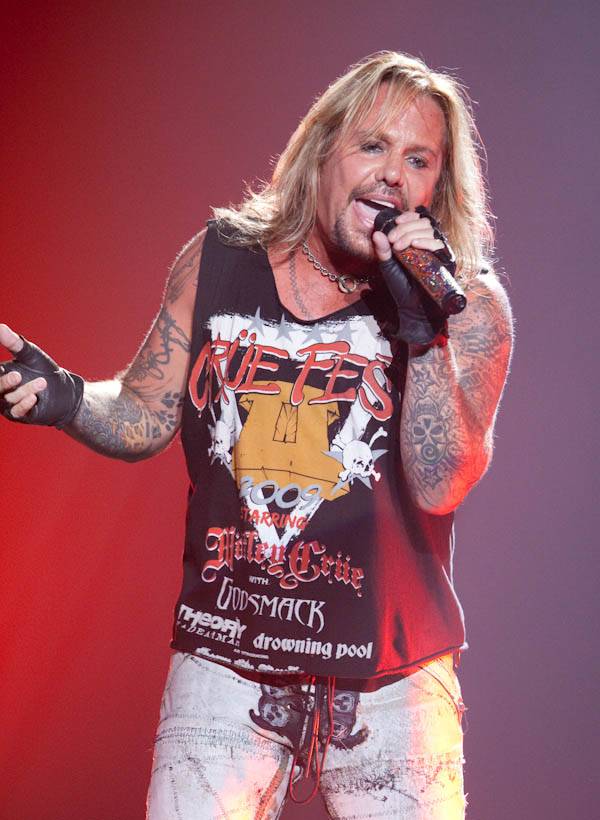 Vince Neil performs as Motley Crue returns to The Joint on Aug. 1. Neil wore the same pants during the band's performance at the Hard Rock Hotel in February, when Motley Crue closed down the old Joint prior to the opening of the new and improved venue.