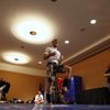 Fighters with the Ultimate Fight Championship hold workouts at the Loews Hotel in Center City Philadelphia on Wednesday afternoon August 5, 2009. Pictured is Kenny Florian running in place on the practice mats at Loews Hotel.