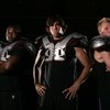 Silverado football players, from left, Terran Madu-Jules, Matt Hollen and Jacob Dlouhy Thursday, Aug. 6, 2009. 