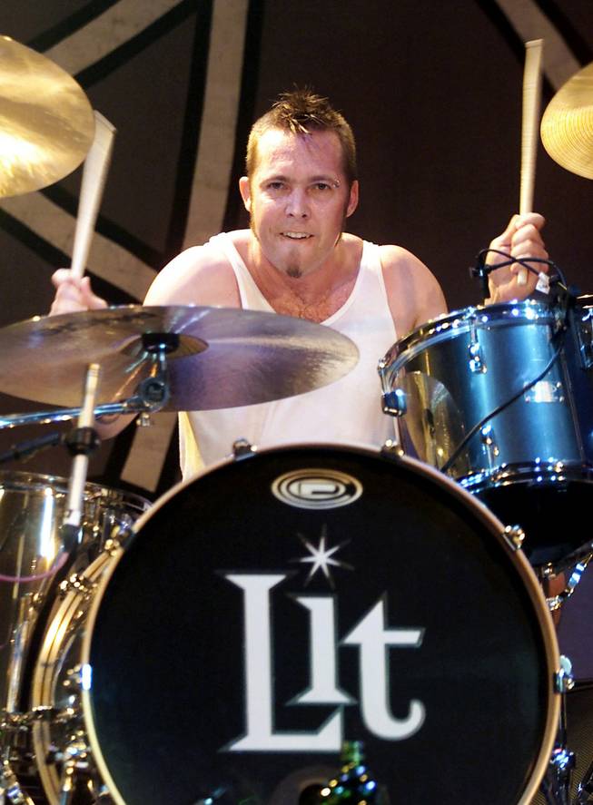 Lit drummer Allen Shellenberger performs in 2002 at The Joint at the Hard Rock. 