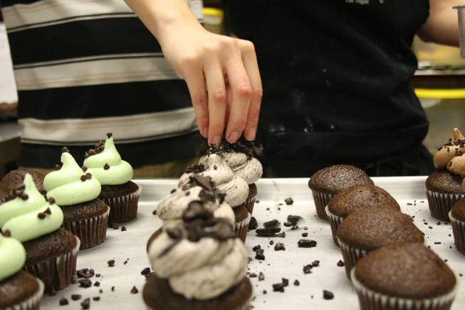 Professional bakers Kari and Brian Haskell concoct many colorful cupcake creations at Retro Bakery, their business in northwest Las Vegas.