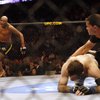UFC middleweight champ Anderson Silva celebrates his first-round victory over Forrest Griffin at the Wachovia Center on Saturday August 8, 2009. 