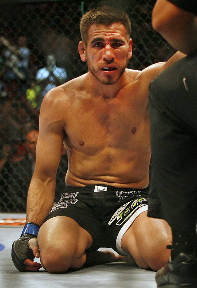 Kenny Florian is shown moments after losing to UFC Lightweight Champion BJ Penn at UFC 101 on Aug. 8, 2009.