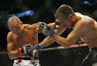 BJ Penn clocks opponent Kenny Florian during their main event bout Aug. 8, 2009, at the Wachovia Center. Penn went on to win, retaining his championship belt.