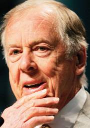 Oil and gas tycoon, Pickens', plan for massive wind farms has been put on hold.