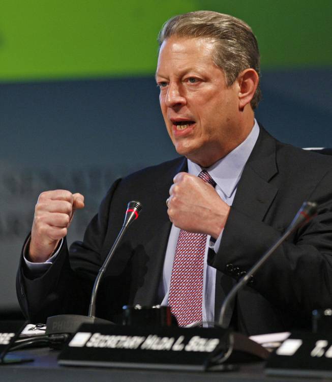 Former Vice President Al Gore speaks at an Aug. 10 round table at the National Clean Energy Summit 2.0 at UNLV. 